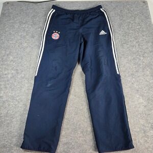 VTG Adidas Mens Navy FC Bayern Munich Soccer Training Track Wide Leg Pants XL